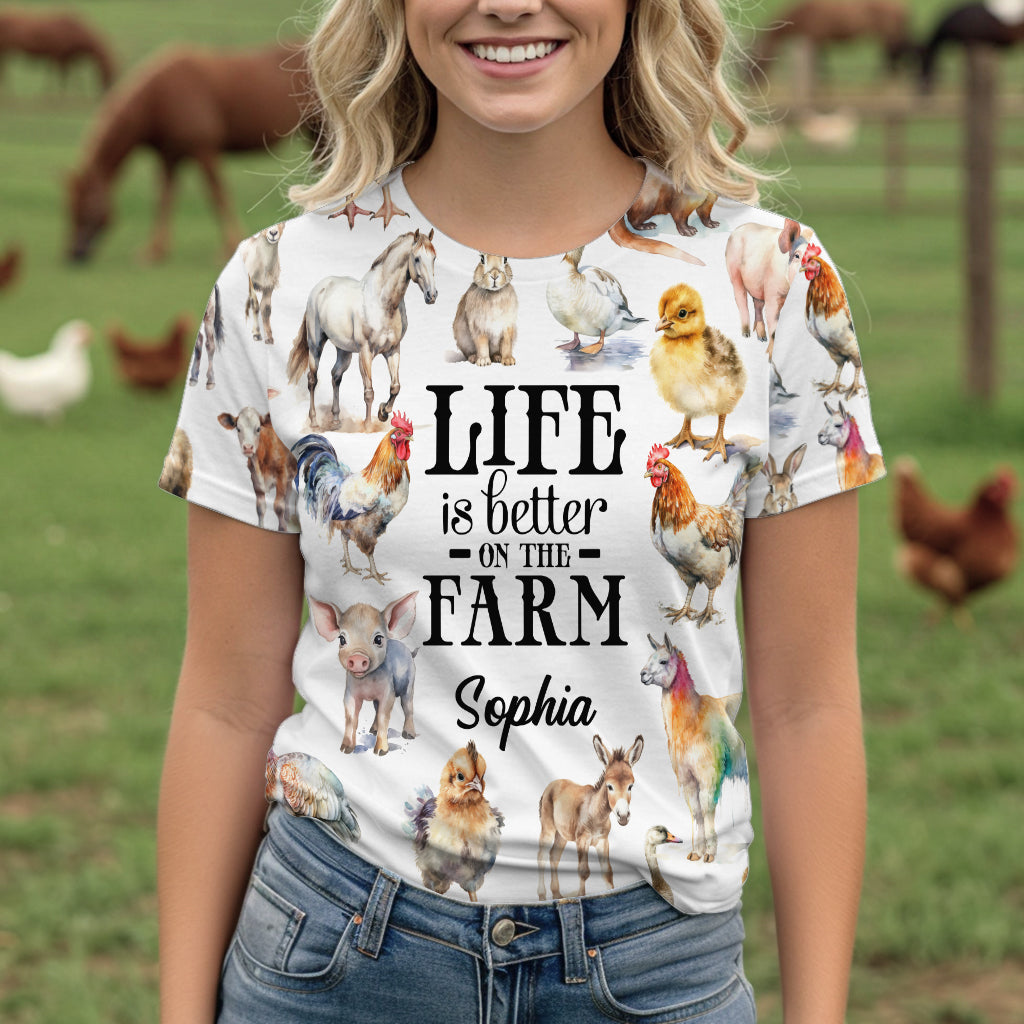 Life Is Better On The Farm - Personalized Farmer All Over Shirt