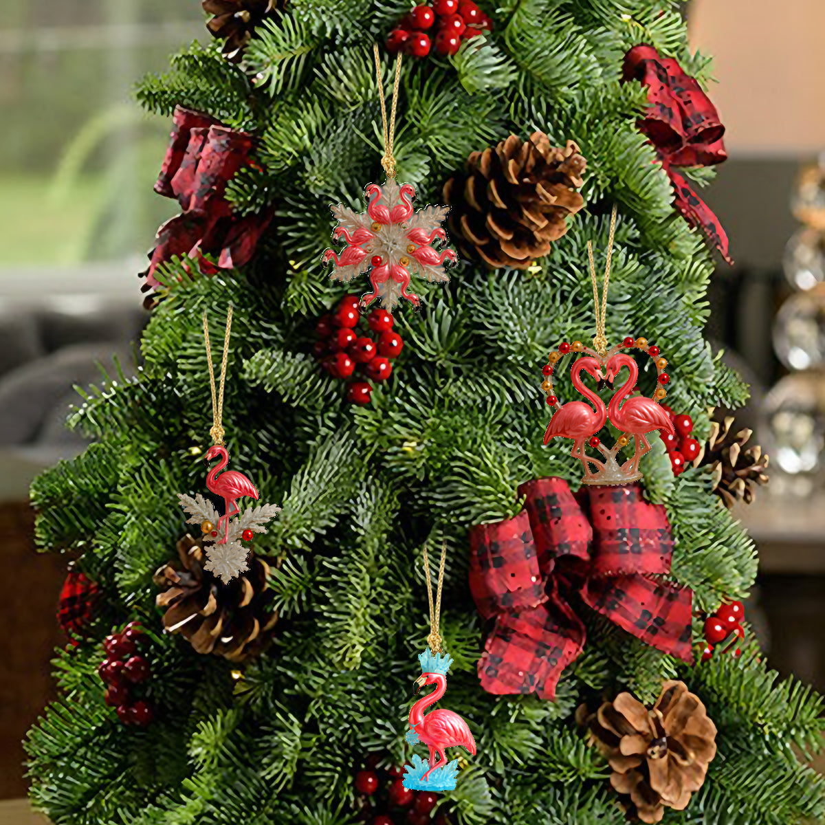 Christmas Flamingo - Personalized Flamingo Advent Calendar With Ornaments