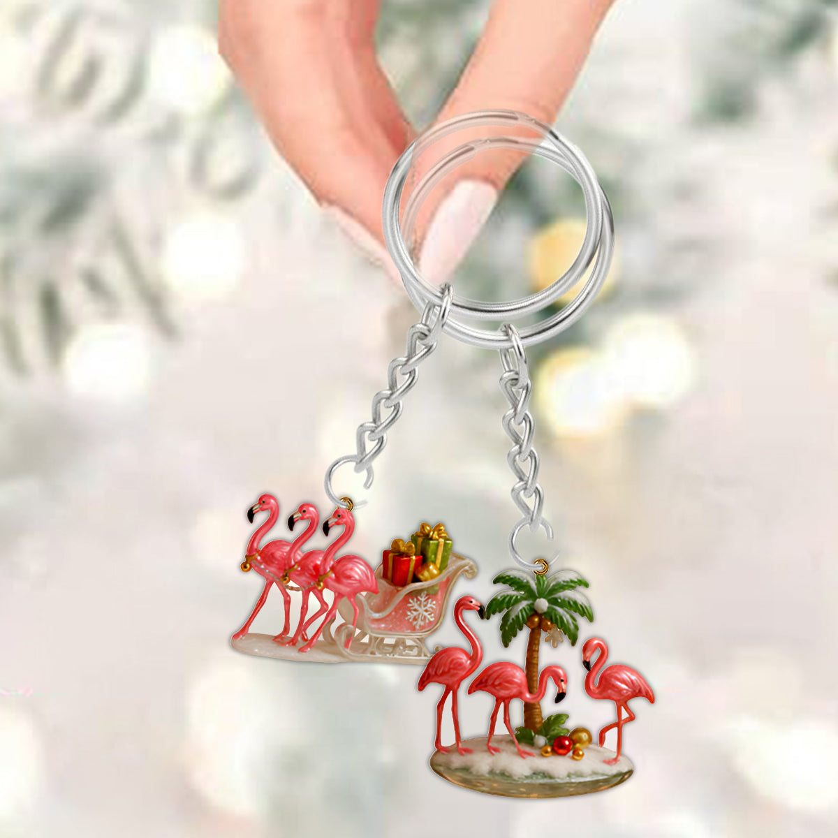 Christmas Flamingo - Personalized Flamingo Advent Calendar With Ornaments