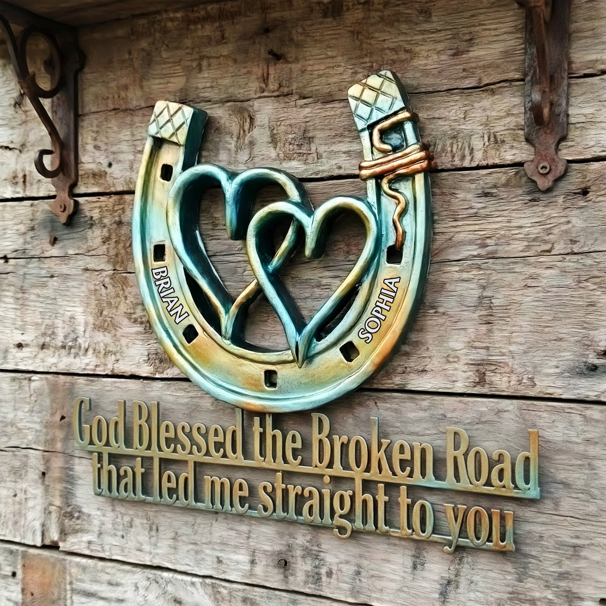 God Bless The Broken Road - Personalized Couple Cut Metal Sign