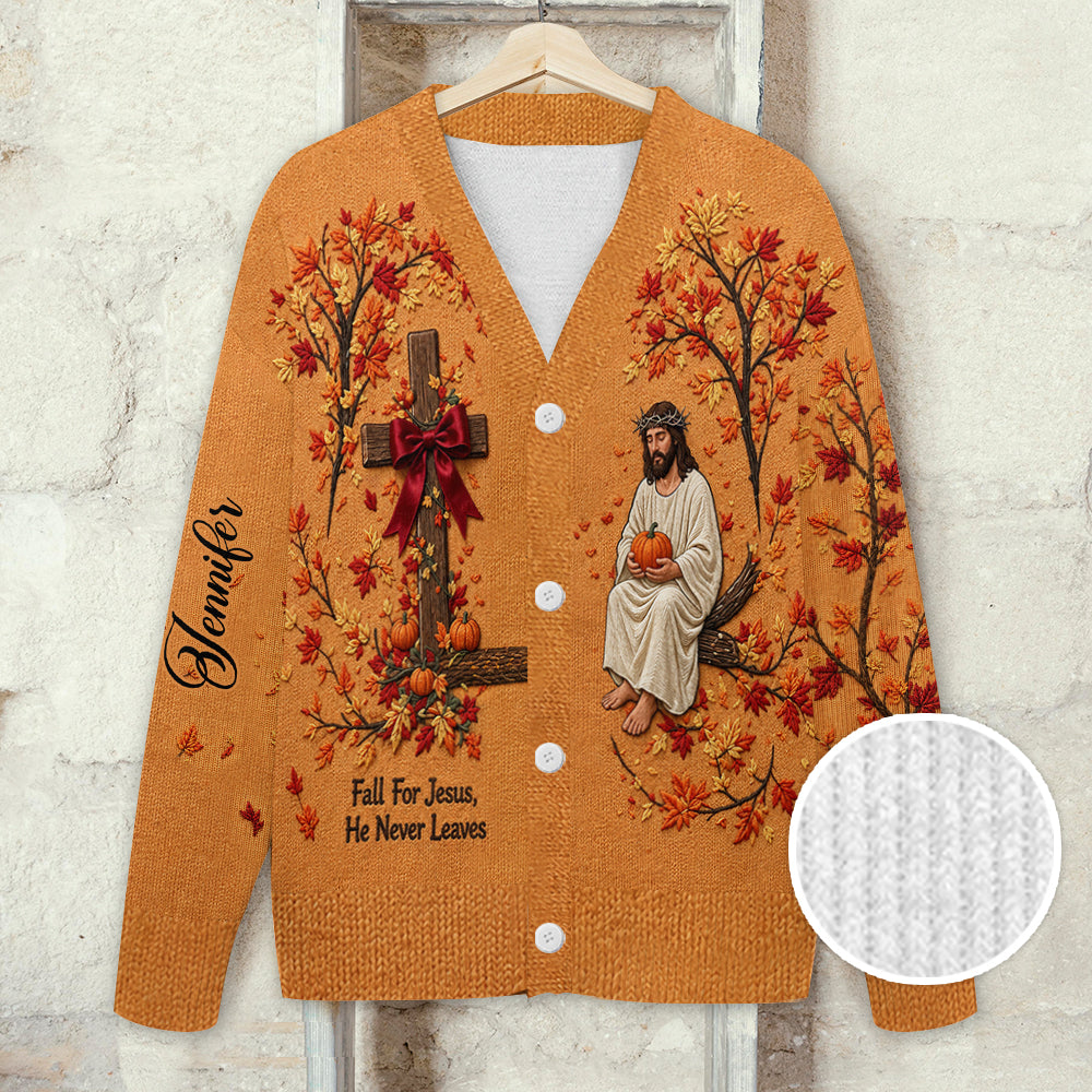 Fall For Jesus - Personalized Christian Cardigan Sweater