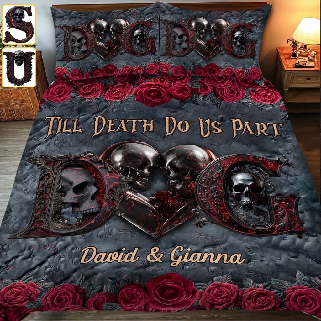 Till Death Do Us Part - Personalized Skull Quilt Set