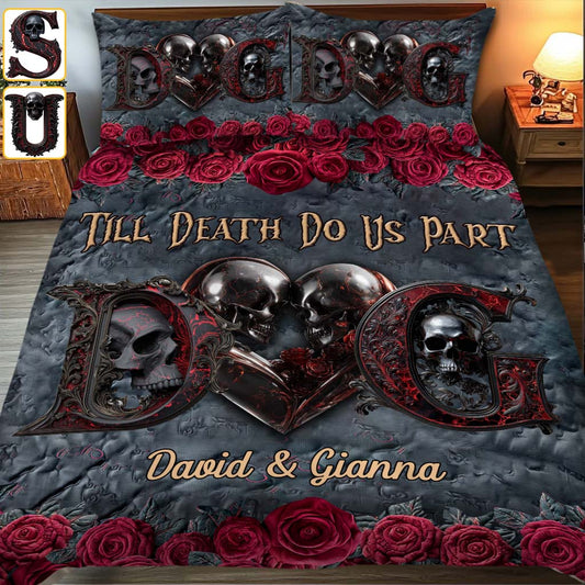Till Death Do Us Part - Personalized Skull Quilt Set