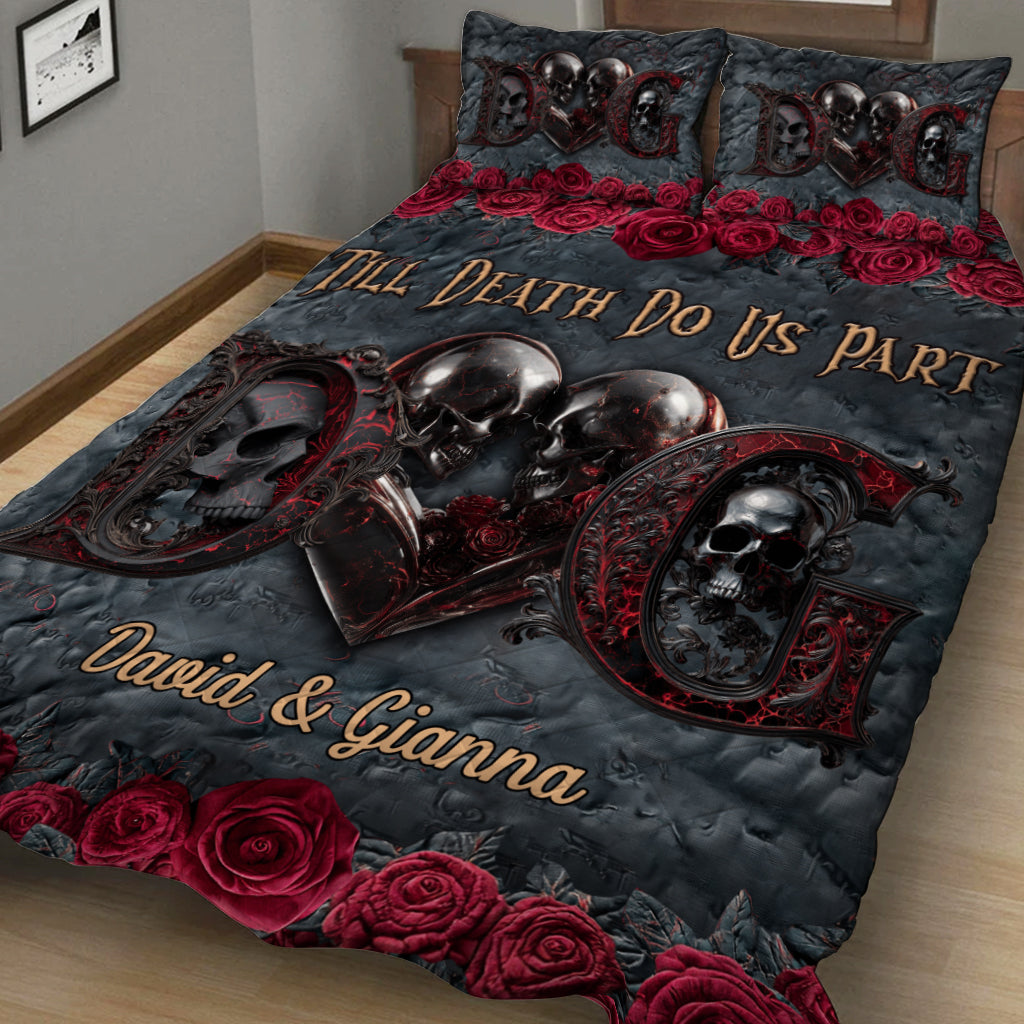 Till Death Do Us Part - Personalized Skull Quilt Set