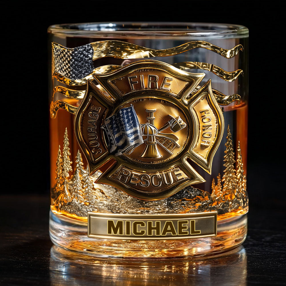 Awesome Firefighter - Personalized Firefighter Whiskey Glass