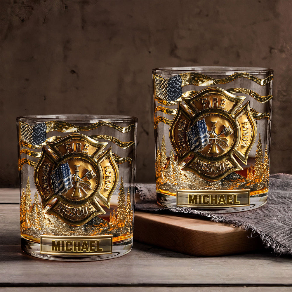 Awesome Firefighter - Personalized Firefighter Whiskey Glass