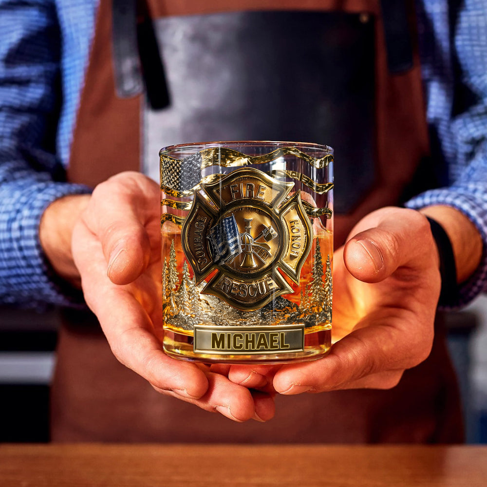 Awesome Firefighter - Personalized Firefighter Whiskey Glass