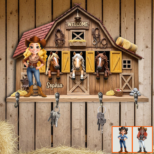 Welcome To My Place - Personalized Horse Custom Shaped Key Rack