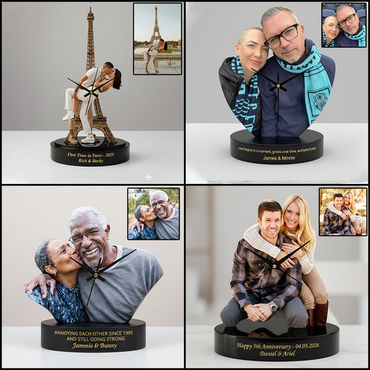 Gift For Husband, Boyfriend, Lover - Personalized Couple Desk Clock Plaque