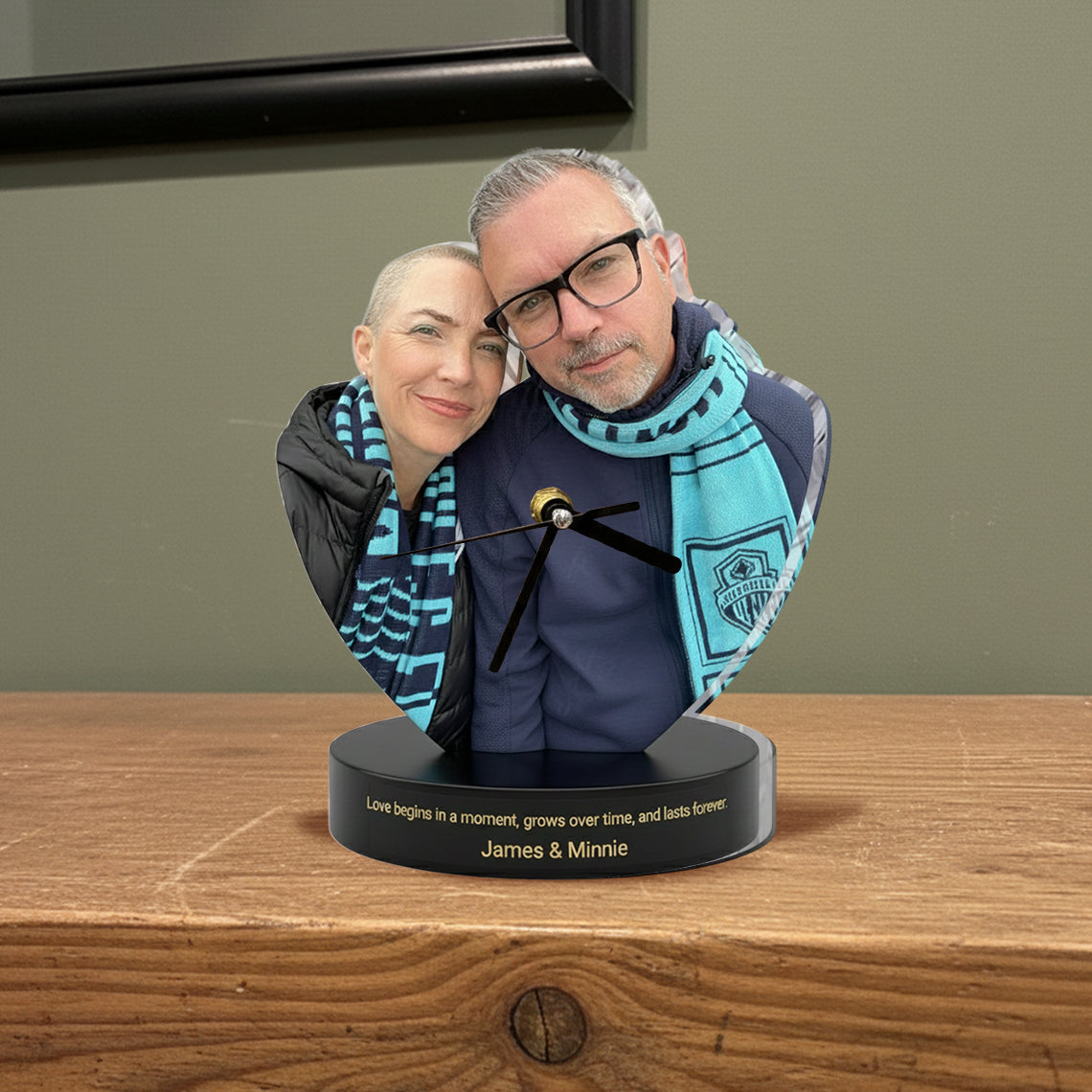 Gift For Husband, Boyfriend, Lover - Personalized Couple Desk Clock Plaque