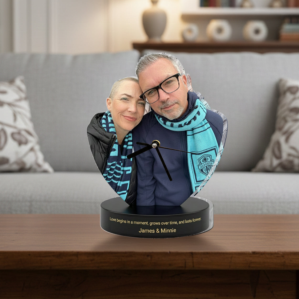 Gift For Husband, Boyfriend, Lover - Personalized Couple Desk Clock Plaque