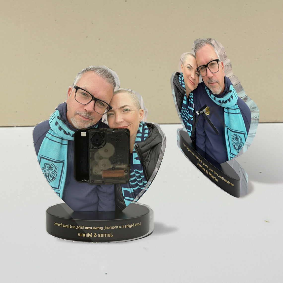 Gift For Husband, Boyfriend, Lover - Personalized Couple Desk Clock Plaque