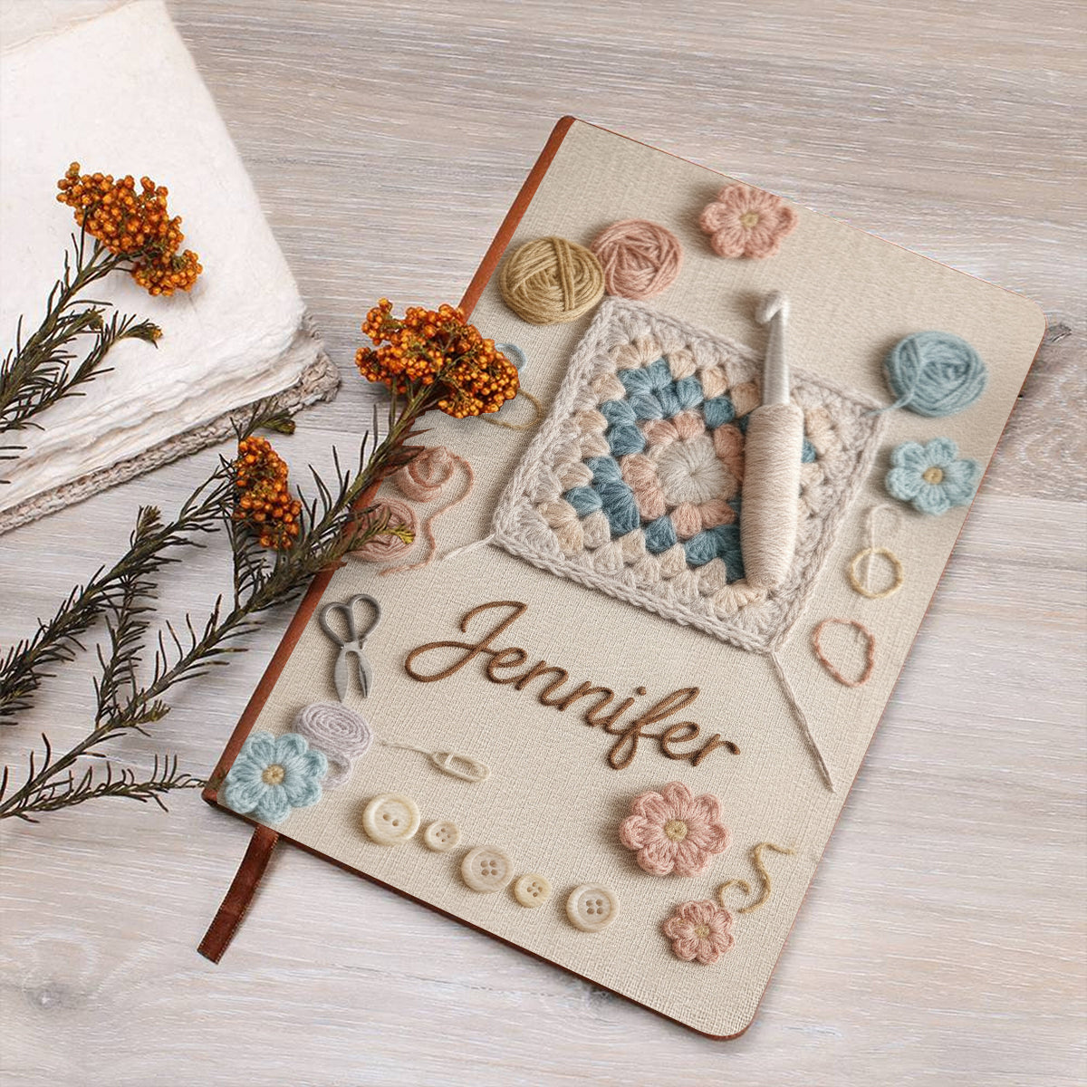 Love Crocheting - Personalized Crocheting Leather Journal