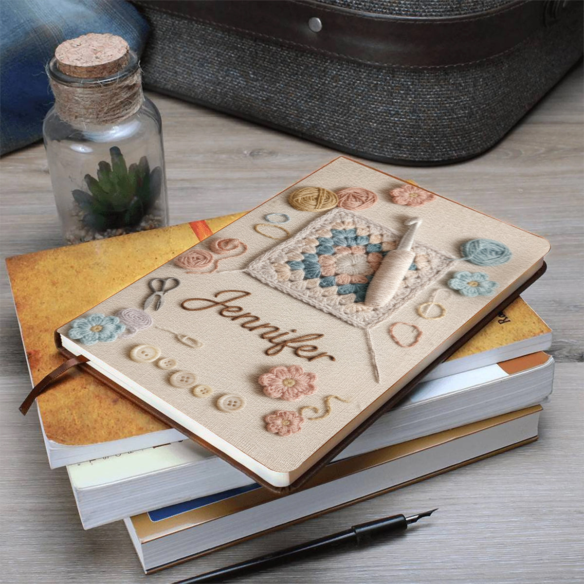 Love Crocheting - Personalized Crocheting Leather Journal