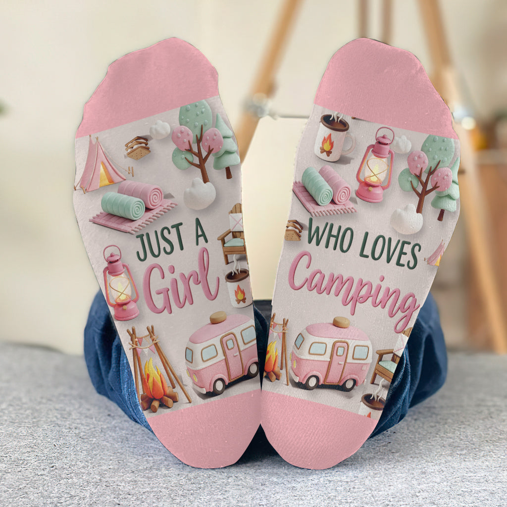 Just A Girl Who Loves Camping - Personalized Camping Socks