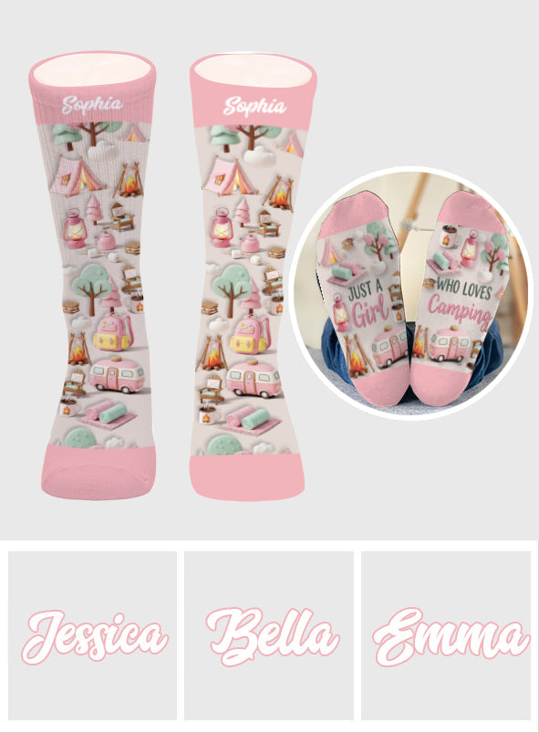 Just A Girl Who Loves Camping - Personalized Camping Socks
