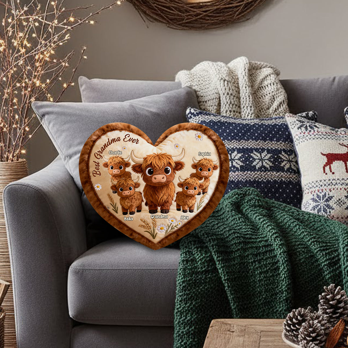 Perfect Gift For Mom, Grandma - Personalized Grandma Faux Fur Shaped Pillow