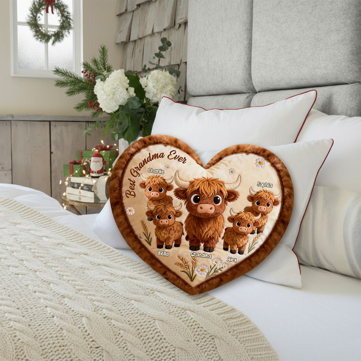 Perfect Gift For Mom, Grandma - Personalized Grandma Faux Fur Shaped Pillow