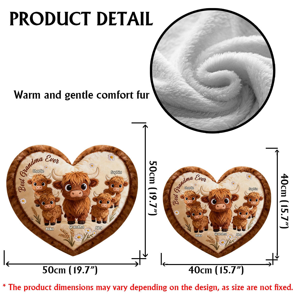 Perfect Gift For Mom, Grandma - Personalized Grandma Faux Fur Shaped Pillow