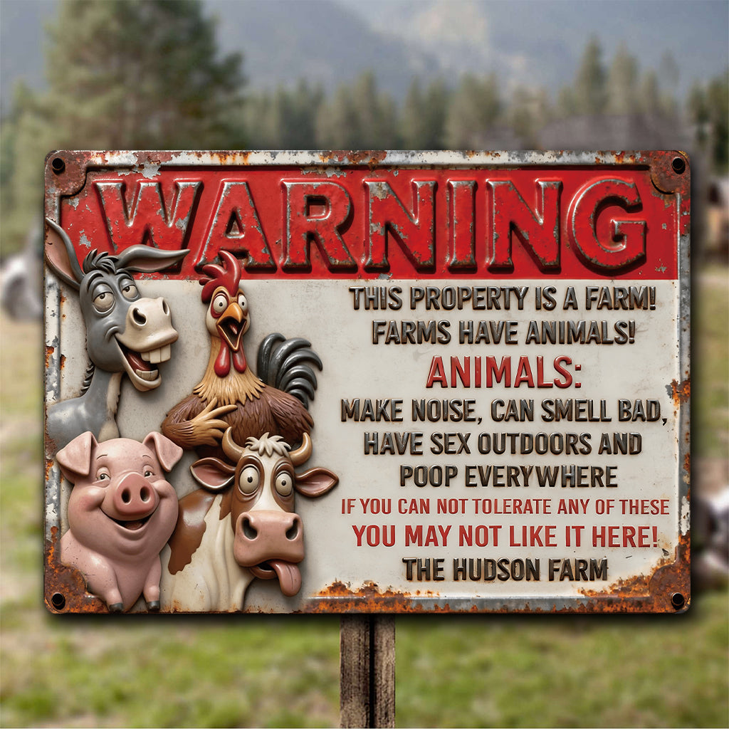 This Property Is A Farm - Personalized Farmer Rectangle Metal Sign