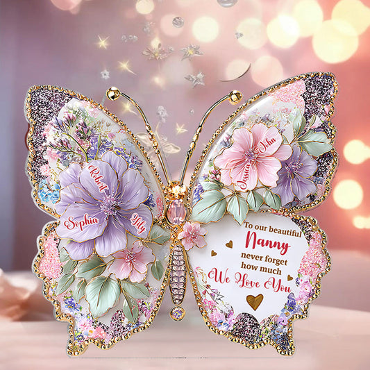 Butterfly Grandma Mom I Love You - Personalized Grandma Custom Shaped Acrylic Plaque