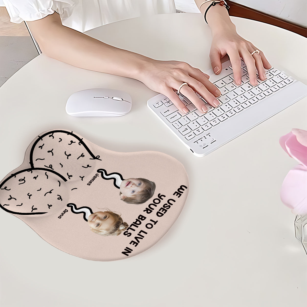 We Used To Live In Your Balls - Personalized Father 3D Mouse Pad