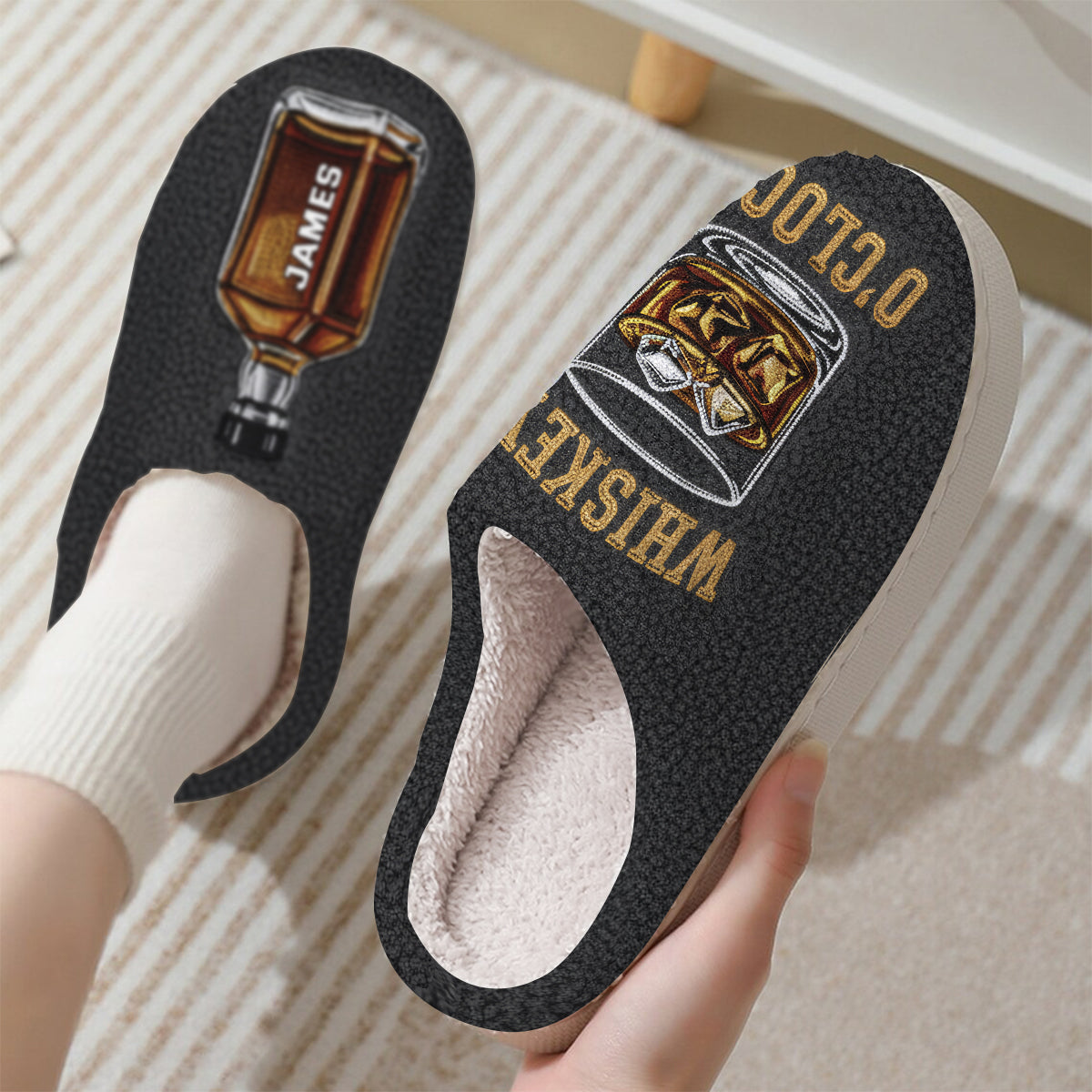 Whiskey O’Clock - Personalized Whisky Slippers
