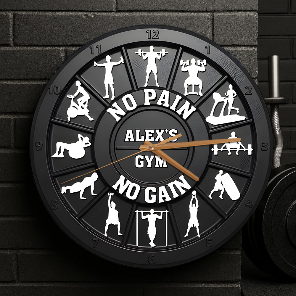 No Pain No Gain - Personalized Fitness Wall Clock