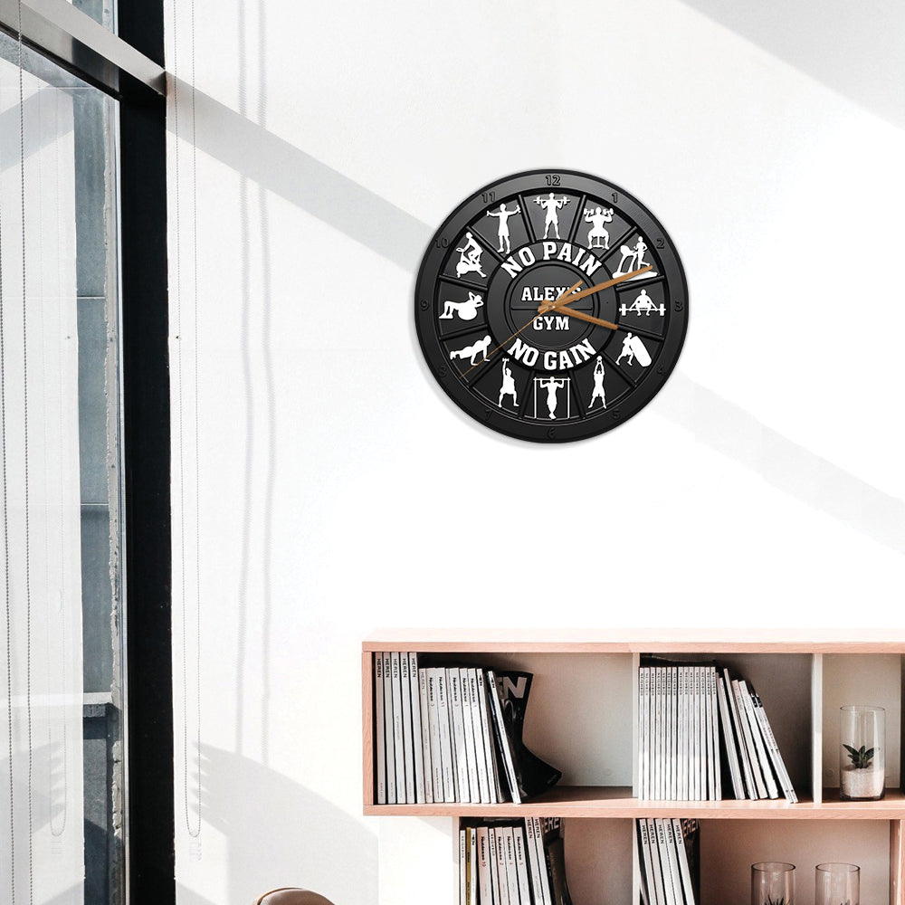 No Pain No Gain - Personalized Fitness Wall Clock