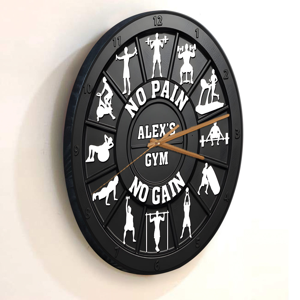 No Pain No Gain - Personalized Fitness Wall Clock