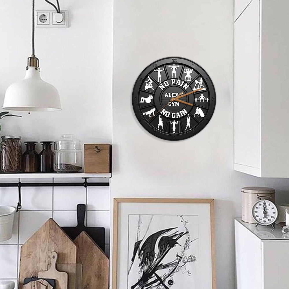 No Pain No Gain - Personalized Fitness Wall Clock