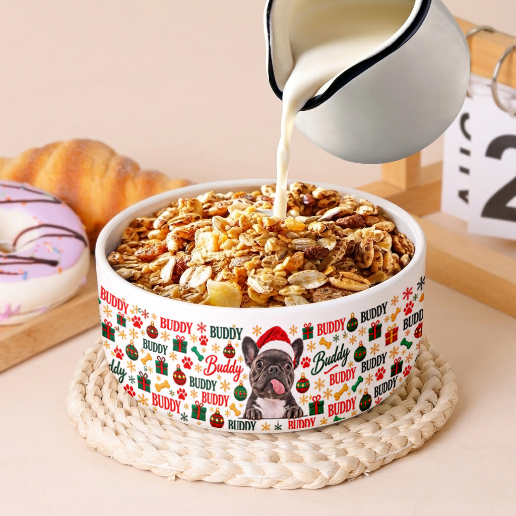 Santa’s Favorite Troublemaker - Personalized Dog Ceramic Bowl
