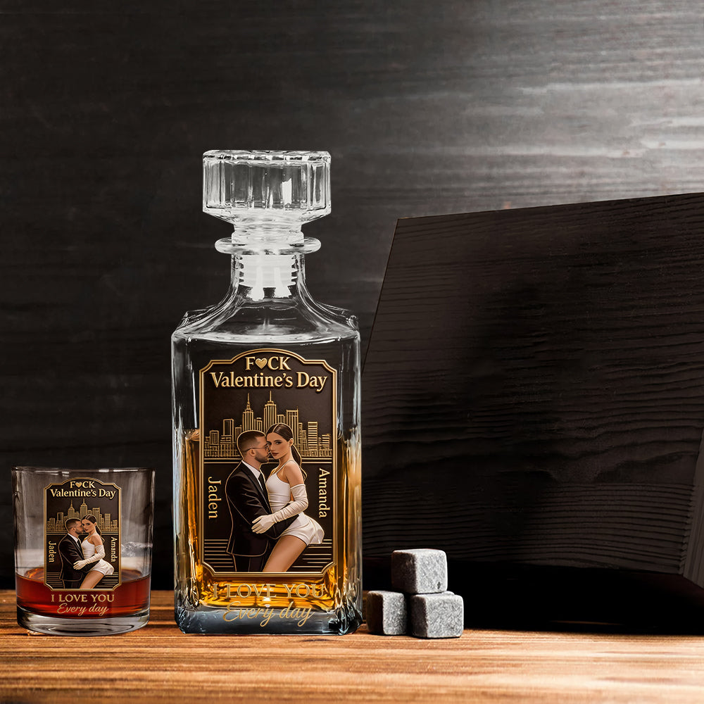 I Love You Every Day - Personalized Couple Whiskey Decanter Set