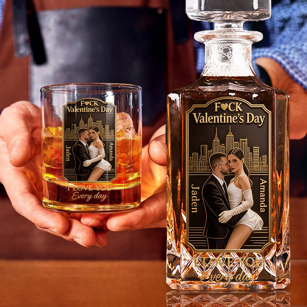 I Love You Every Day - Personalized Couple Whiskey Decanter Set