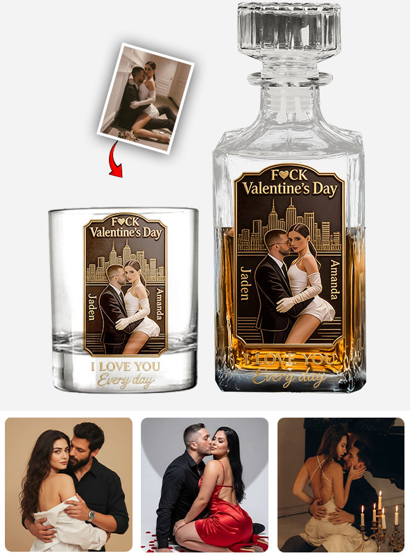 I Love You Every Day - Personalized Couple Whiskey Decanter Set