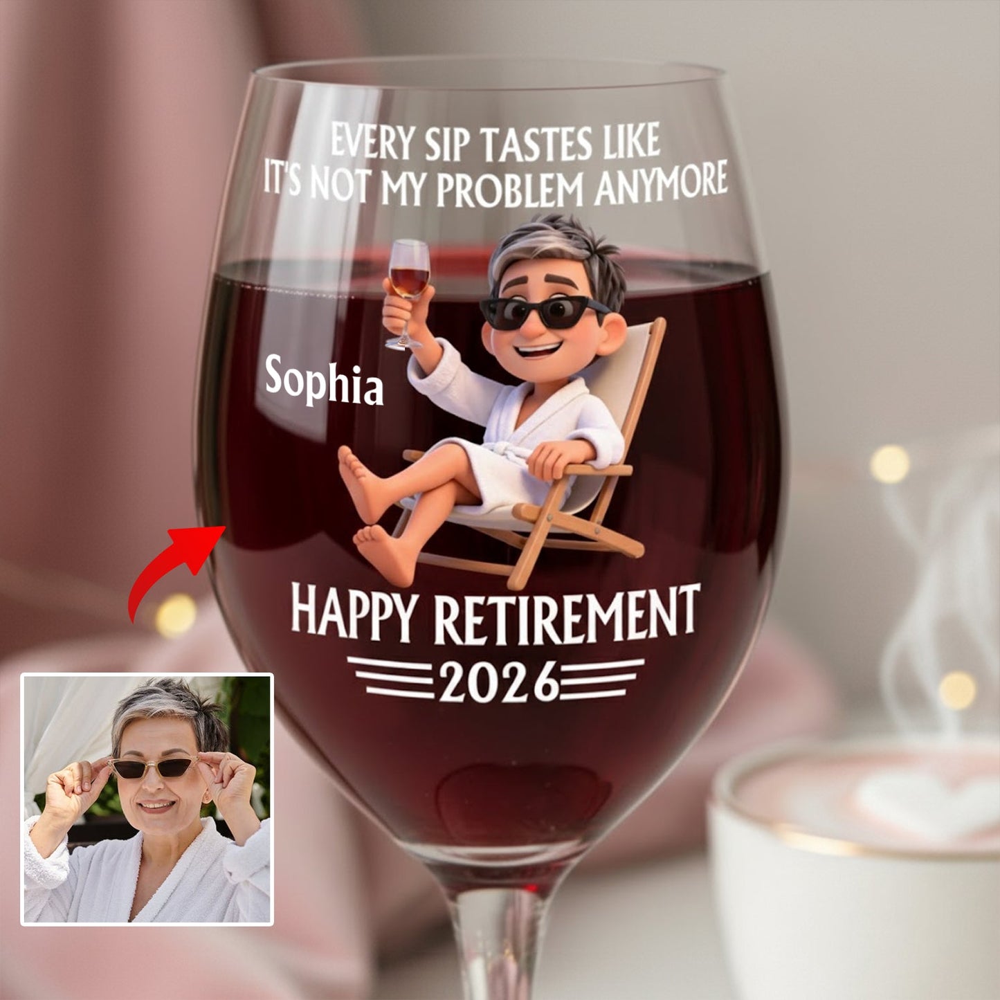 Happy Retirement Gift - Personalized Retired Wine Glass With Long Stem