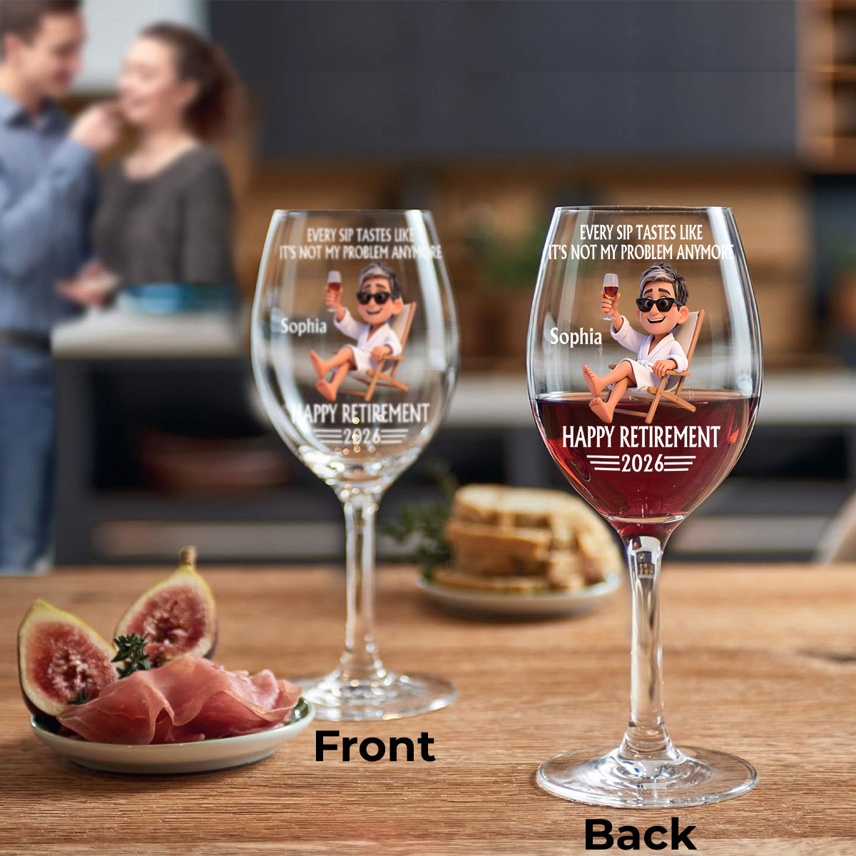 Happy Retirement Gift - Personalized Retired Wine Glass With Long Stem