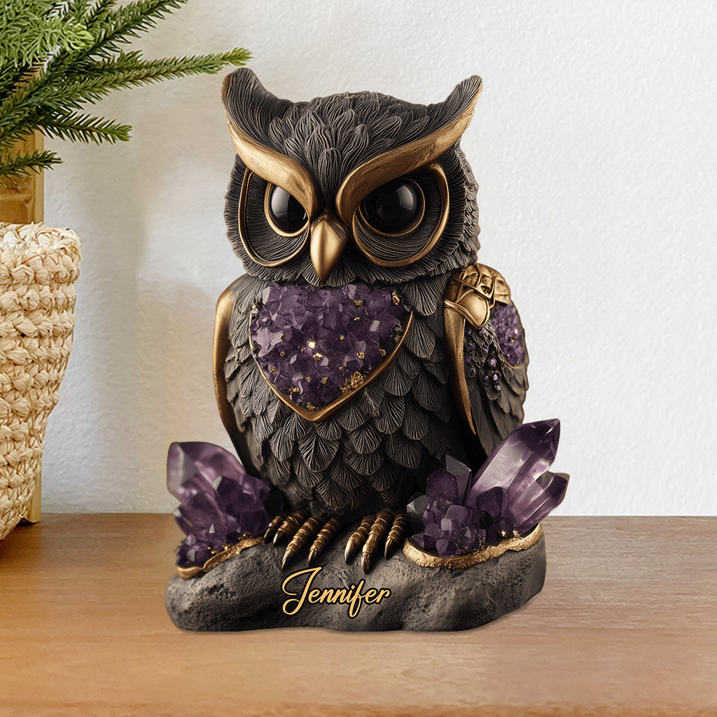 Amethyst/ Rose Quartz/ Ruby/... Styled Owl - Personalized Owl Custom Shaped Acrylic Plaque