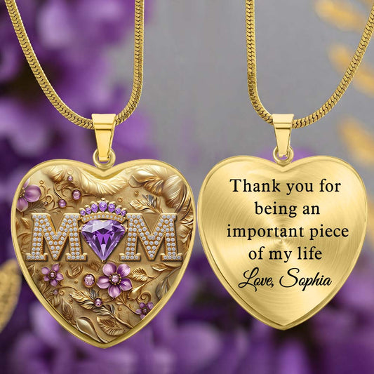 We Love You Mom - Personalized Mother Heart Pendant Necklace