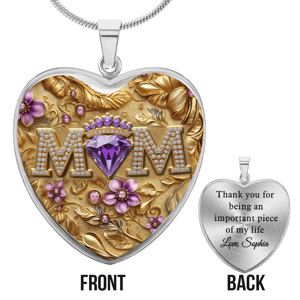 We Love You Mom - Personalized Mother Heart Pendant Necklace