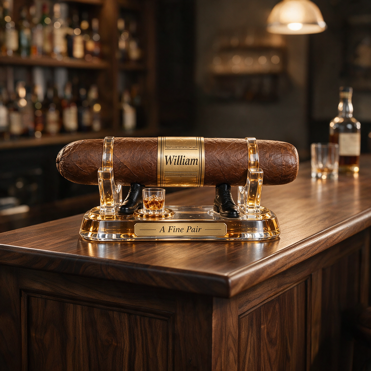 Personalized Whiskey Acrylic Plaque - Custom Photo Cigar Sculpture