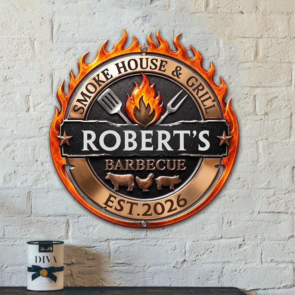 Funny Men Gift - Personalized Birthday Gifts For Husband, Son, Grandson, Brother, Grandpa, Dad, Yourself - Personalized Grilling 3D Printed Cut Metal Sign