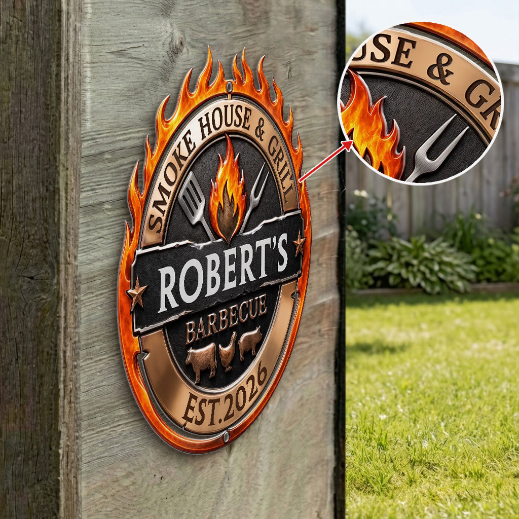 Funny Men Gift - Personalized Birthday Gifts For Husband, Son, Grandson, Brother, Grandpa, Dad, Yourself - Personalized Grilling 3D Printed Cut Metal Sign