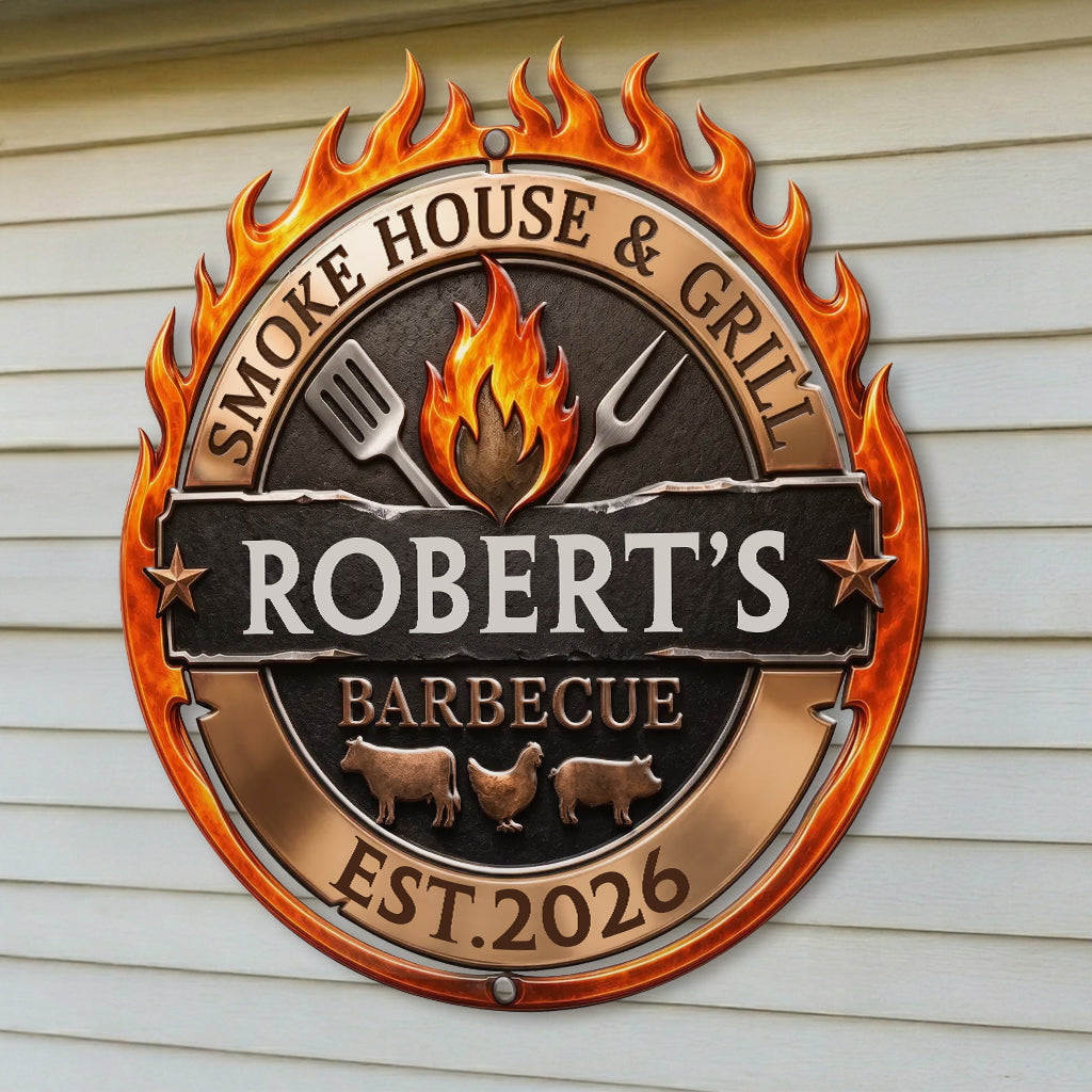 Funny Men Gift - Personalized Birthday Gifts For Husband, Son, Grandson, Brother, Grandpa, Dad, Yourself - Personalized Grilling 3D Printed Cut Metal Sign