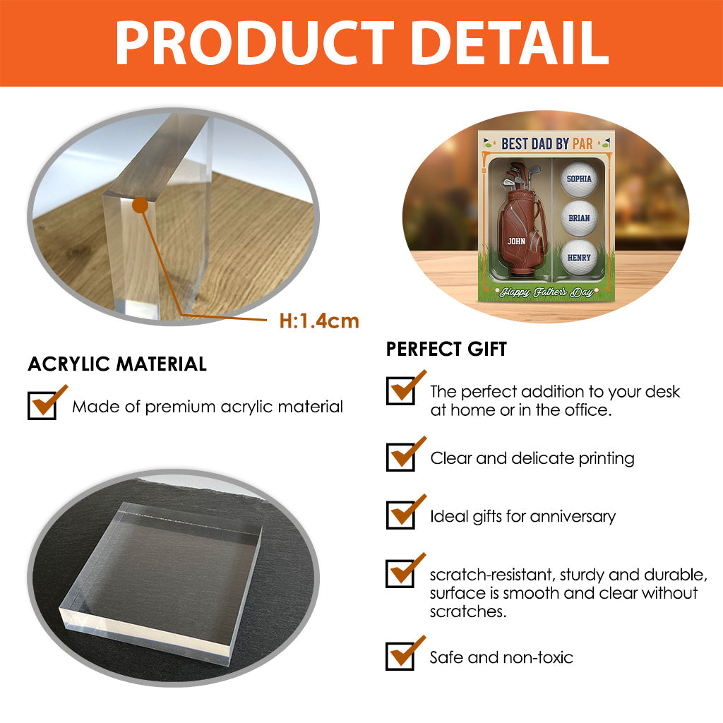 Best Dad By Par - Personalized Golf Custom Shaped Acrylic Plaque