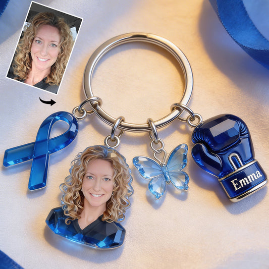 Faith Hope Love - Personalized Breast Cancer Awareness Keychain With Charms