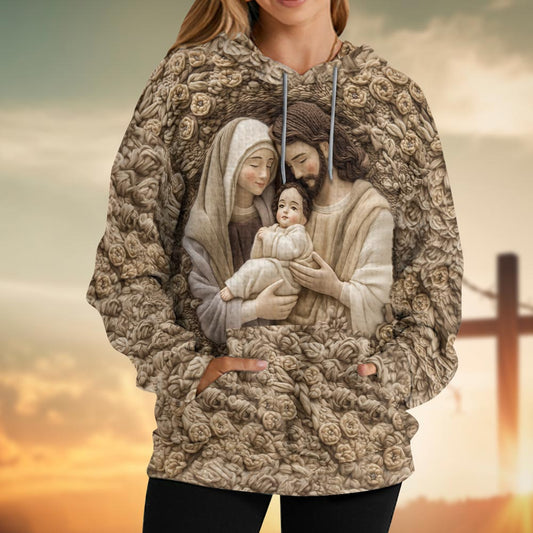 The Holy Family - Christian Waffle Hoodie
