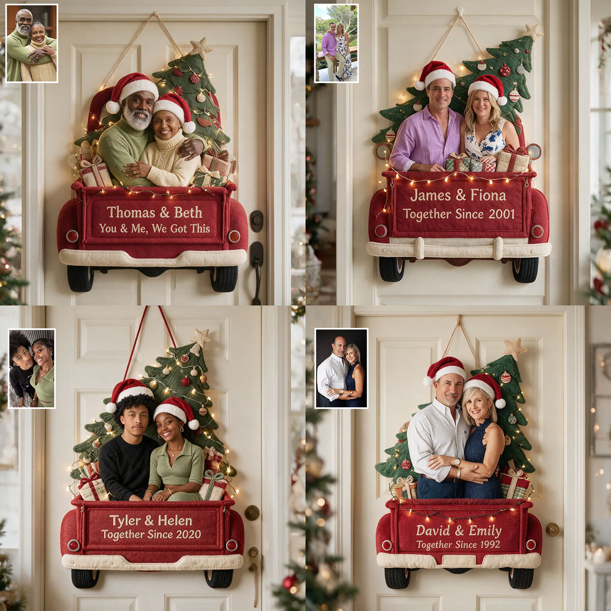 Our Christmas Together - Personalized Couple Quilted Door Hanger