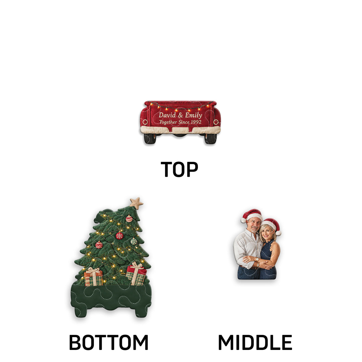 Our Christmas Together - Personalized Couple Quilted Door Hanger