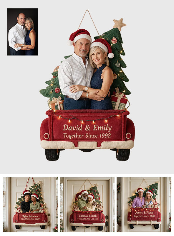 Our Christmas Together - Personalized Couple Quilted Door Hanger